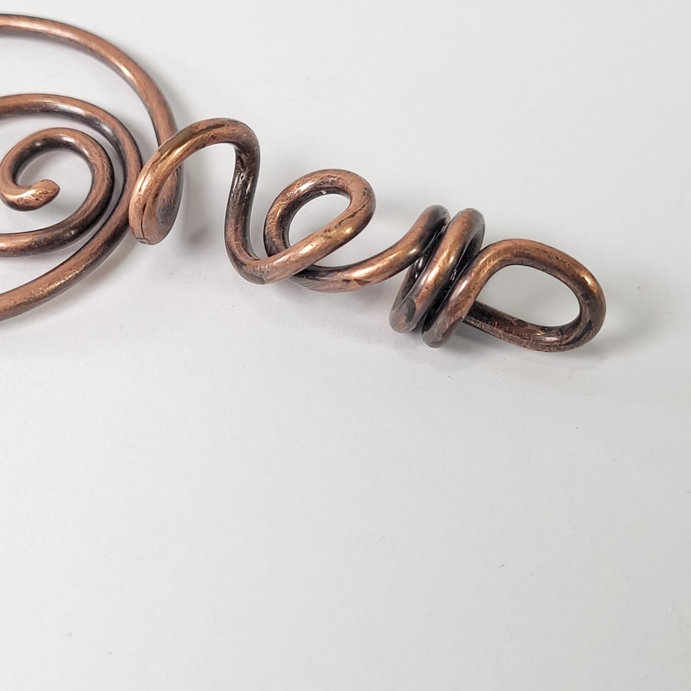 Copper Swirl Pendant Unisex Copper Artisan Wire Wrapped Spiral Statement - Picture 3 of 5